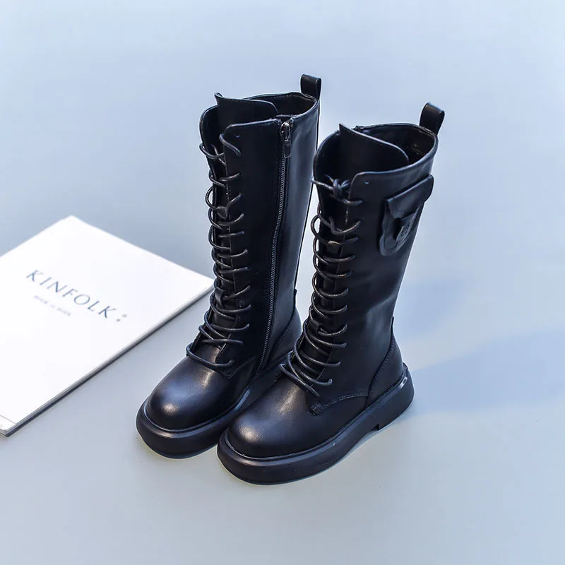 

Kids Boots Autumn New Baby Girls Fashion Knee High Shoes Children Brand Shoes Boys Black Boots Rome Martin Boots Riding Boots