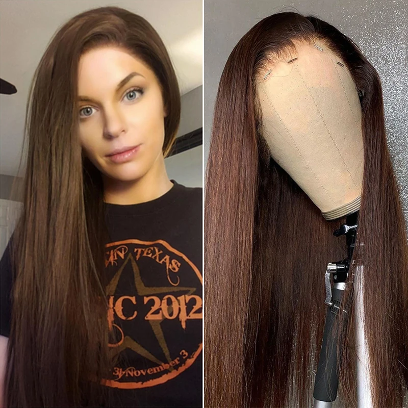 

Marquesha Synthetic Lace Front Wigs Glueless Long Straight Brown Color High temperature Heat Resistant Fiber Hair Wigs For Women
