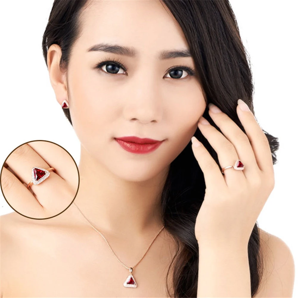 Роскошное модное кольцо с рубином искусственное серебряное для женщин