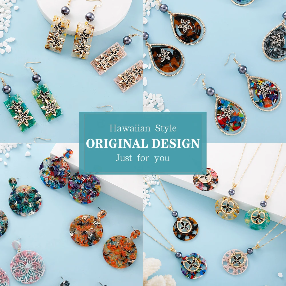 

Cring Coco Flower Drop Earrings Acrylic Resin Jewelry Dangle Earring Women's Multi-Color Hawaii Polynesian Trendy for Woman 2021