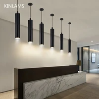 No Dimmable LED Pendant Light Long Tube Lamp Cylinder Pipe Hanging Lamps Kitchen Island Dining Room Cord Wire Hanger Lightings