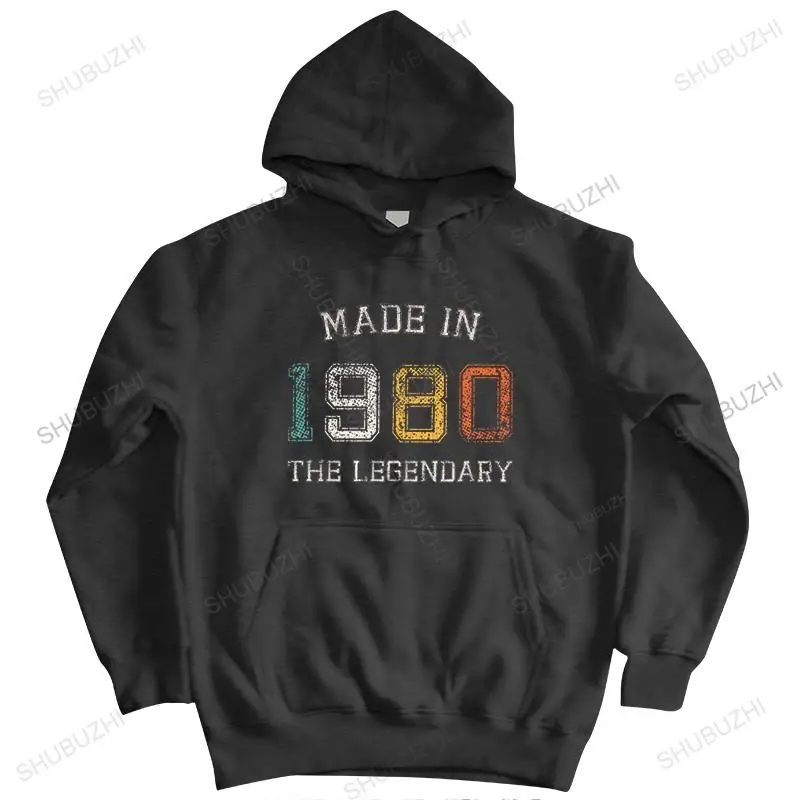 

Retro Made In 1980 hoodie for Men The Legendary Are born in 1980 hoody 40th Birthday Gift coat hooded Cotton sweatshirt Top