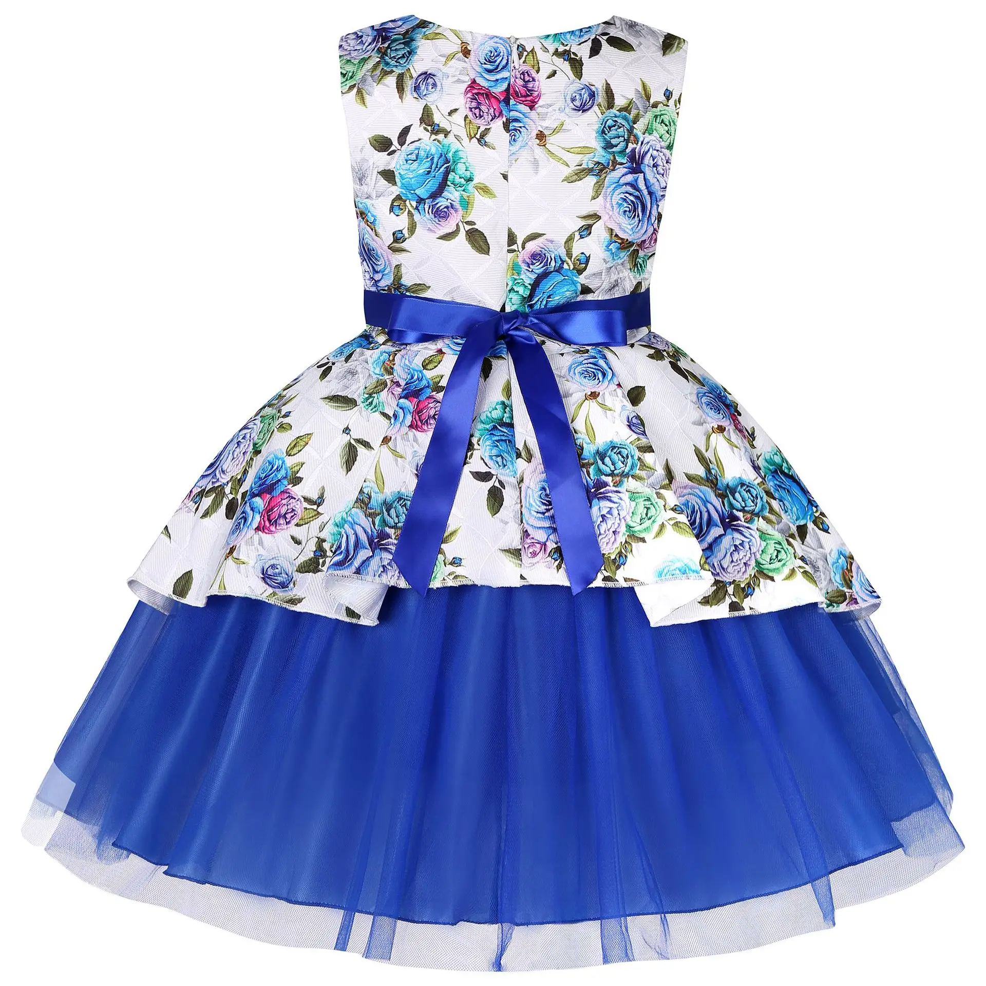 

2021 Kids Flower Dresses For Girls Christmas Children Clothing Dress Princess Brithday Wedding Party Baby Girl Dress With Bow