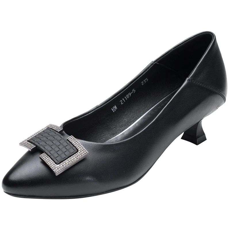 

Women's shoes new pointed toe stiletto black cat heel shoes spring style shallow mouth single shoes autumn small heel mid-heel