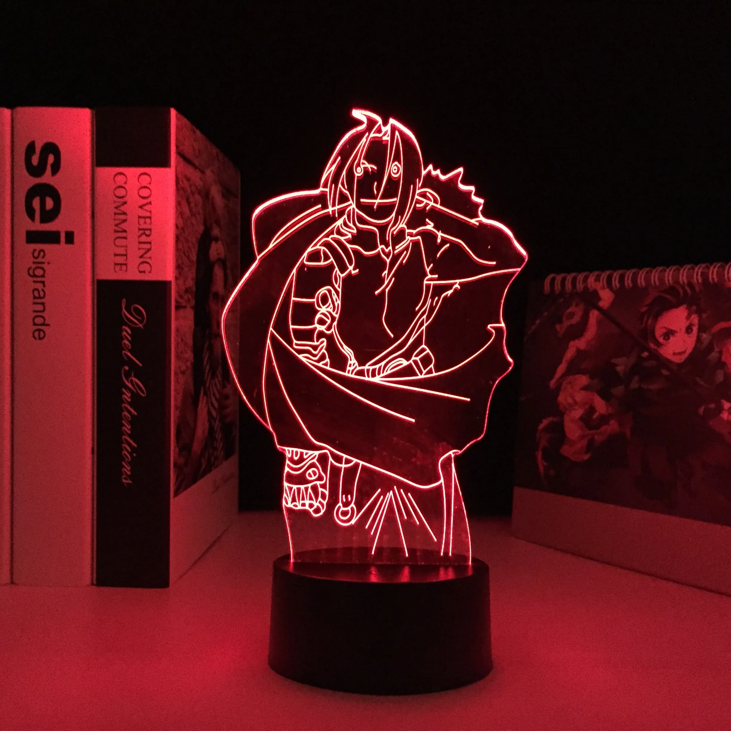 

Anime Figure Fullmetal Alchemist Edward Elric Night Light 3D LED Color Changing Kids Bedroom Decorative USB Desk Lamp