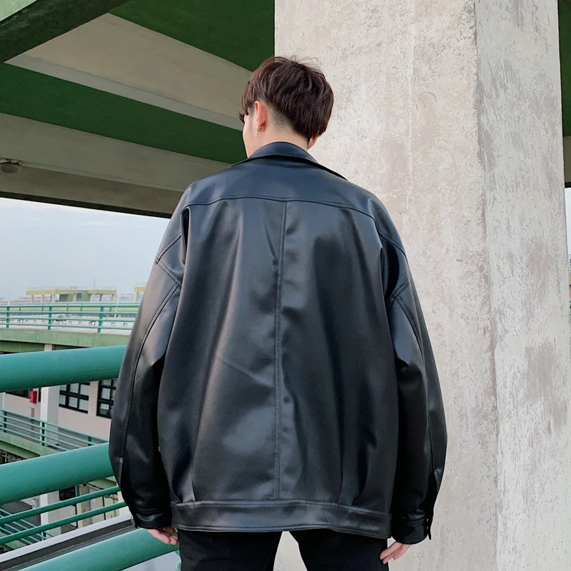 Куртка мужская кожаная на молнии маленький Повседневный пиджак свободного