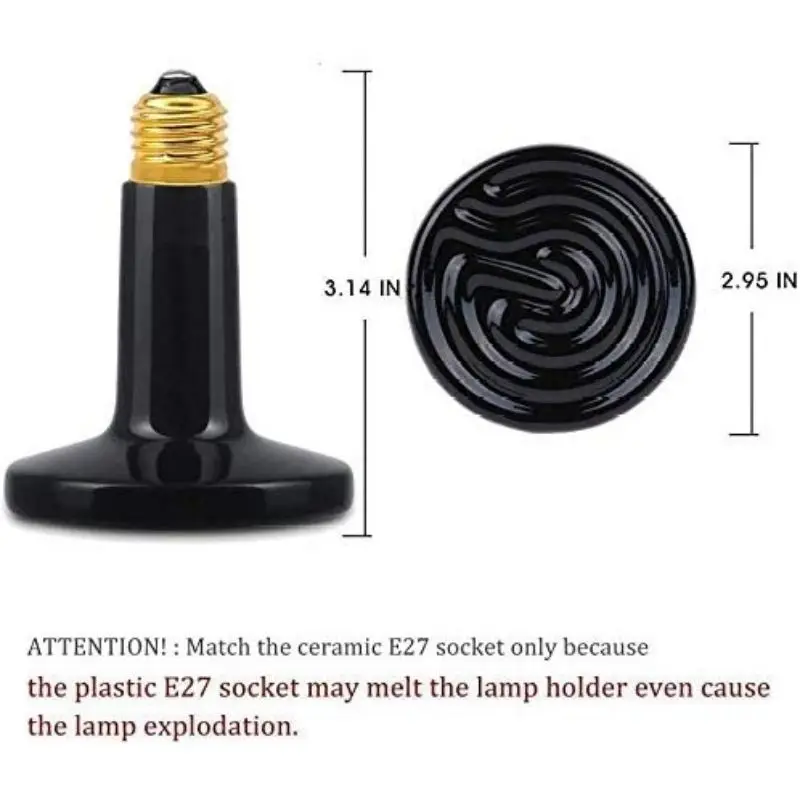 Керамический инфракрасный обогреватель для выводка, домашних животных, светильник для птичей клетки, лампа для рептилий, обогреватель для куриц, ящериц, черепах, аквариумов, змей, безопасный свет.