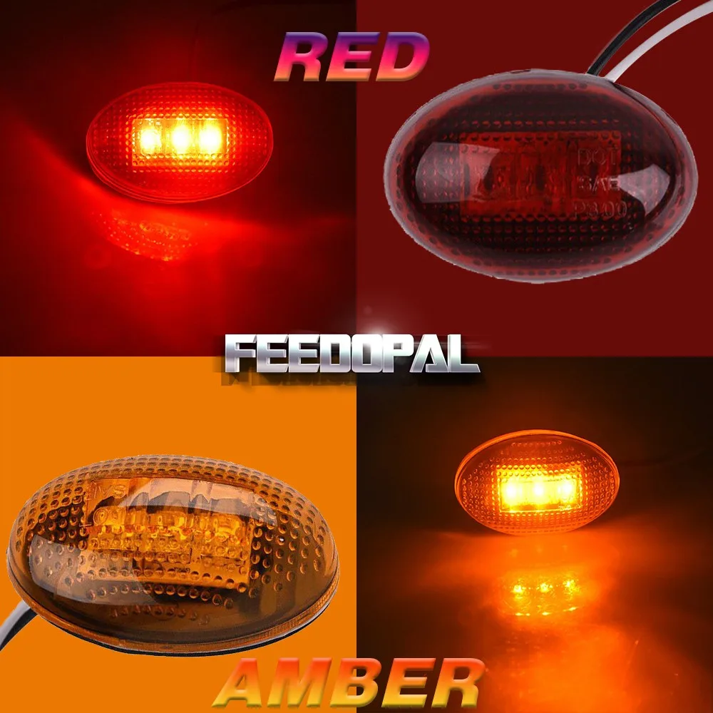 FEEDOPAL 2Pcs LED Dually Bed Front/Rear Side Marker Light Fender Lamp Amber Or Red Color Shell For 1999-2010 Ford F150 F350 | Автомобили и