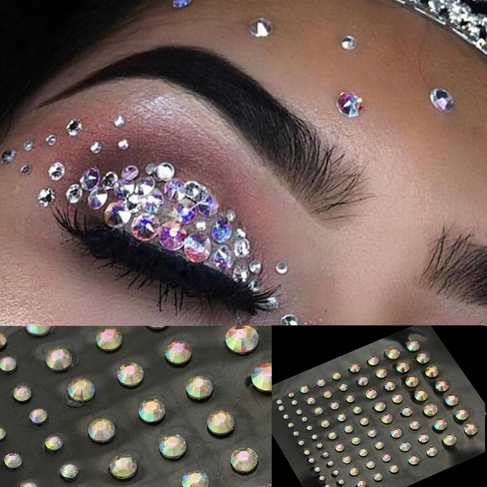 

Fashion Women Tattoo Diamond Makeup Eyeliner Eyeshadow Face Sticker Jewel Eyes Makeup Crystal Eyes Sticker