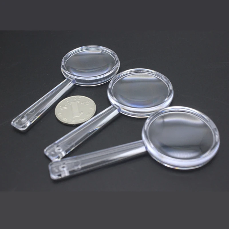 

D0AC Plastic Handheld Magnifier 3X-5X Magnifier Mini Pocket Magnifying Glass for Reading Maps Coins Inspection，for Seniors