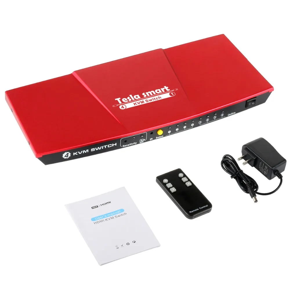 4K KVM коммутатор 4 порта USB2.0 KVM HDMI коммутатор 4K60Hz высокое качество Tesla smart USB Поддержка 3840*2160/4K* 2K дополнительный USB2.0 порт