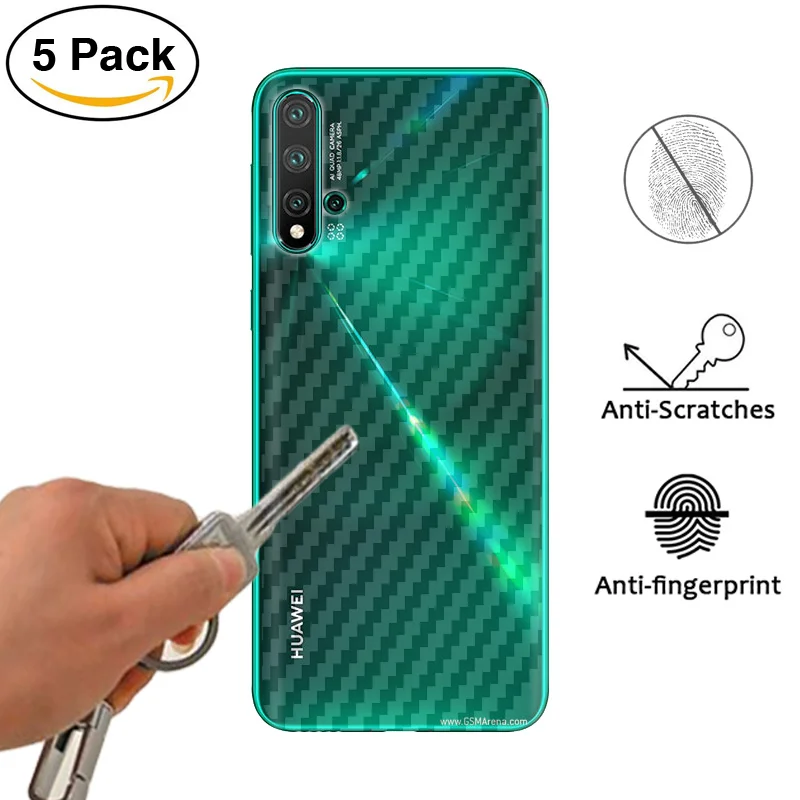 5 шт./партия для huawei nova 5T 5i 5 Pro ультра тонкий матовый черный углерод волокно мягкая ТПУ задняя защитная пленка для экрана задняя наклейка