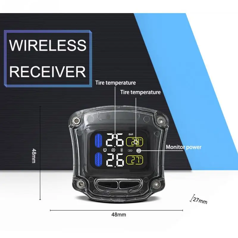 Мотоциклетный инструмент водонепроницаемый TPMS внутренний внешний с 2 датчиком