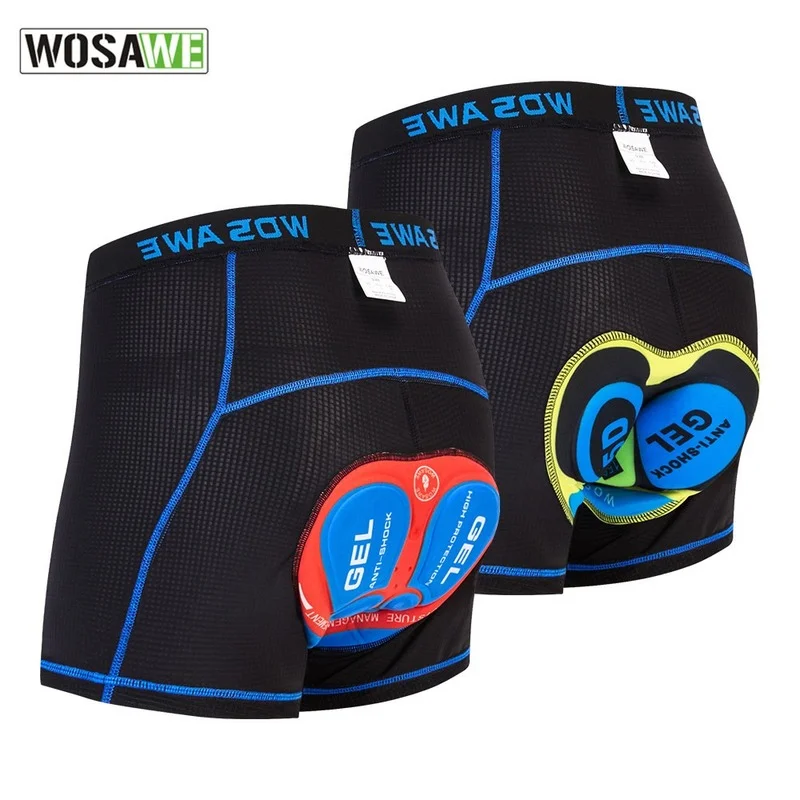 

WOSAWE Men's Breathable Mesh Cycling Shorts Road Mountain Bike MTB Underwear with 5D Gel Pad Anti-shock Bicycle Underpants