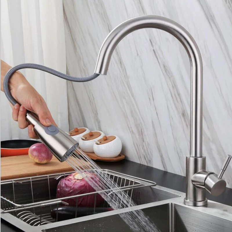 

Dofaso kitchen drawing faucet pulling tap deck mounted black stainless kitchen faucet pull down Dual Sprayer Nozzle hot & cold