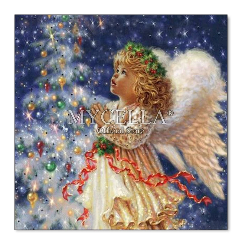 

Full Square 5D Diy Diamond Embroidery Angel Girl Diamond Painting Cross Stitch Drill House Adornment Picture Christmas Tree