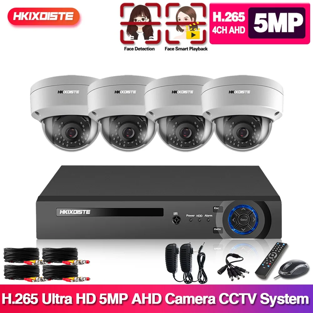 

AHD 4CH CCTV System 5mp Video Surveillance DVR with 4PCS 3.6MM 1080P HD Night Vision CCTV Home Security Camera System Kit 2TB