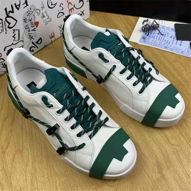

Fashion Brand Designer Genuine Leather Men Sneakers Casual Tennis Sports Luxury Women's Running Shoes Laces Couples Unisex Flats