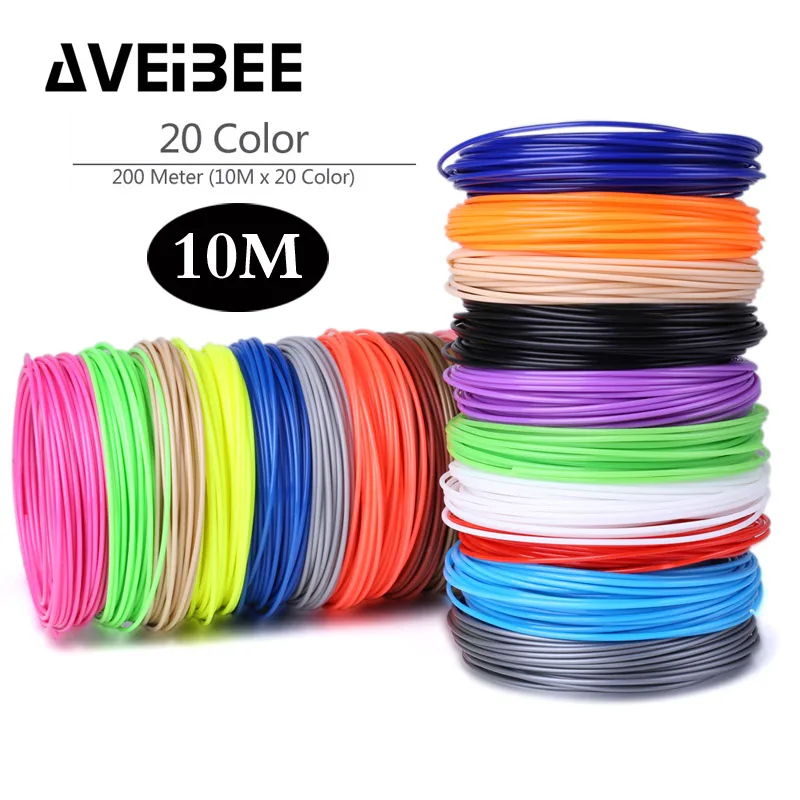 Aveibee 100 м 10 Цвета 1.75 мм PLA нити материалы для 3D печать Ручка нитей Пластик расходных