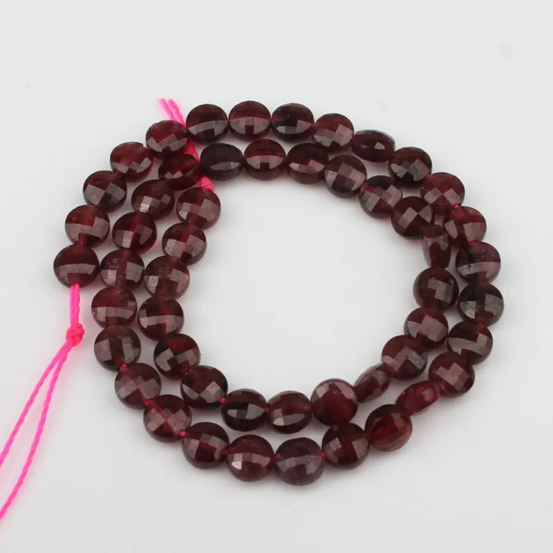 Garnet 3x4mm Граненые натуральный тёмно-красный агат, халцедон Аквамарин плоский круглый камень бусины для самостоятельного изготовления ювелирных изделий браслет Цепочки и ожерелья 7,5 ''6x5 мм - Цвет: Garnet 3x4mm