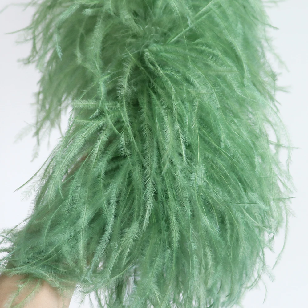 

50CM High Quality Natural Ostrich Feathers Boas on Ribbon Dyed Fluffy Wedding Scarf Carnival Shawl Clothes Decor for Crafts