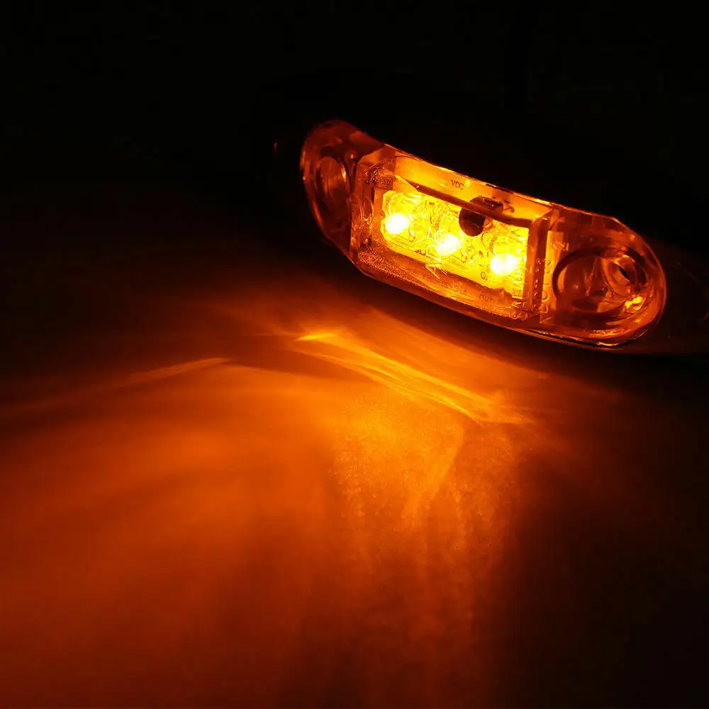 

4pcs Waterproof Amber Yellow 3LED Side Marker Lights for Trailer Truck BON