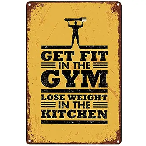 

Original Retro Design Tin Metal Sign Wall Art|Get Fit in The Gym|Thick Tinplate Print Poster Wall Decoration for Gym