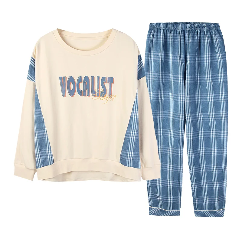 Spring NEW Women's Pajamas Set Super Fashion Big Cartoon Print Sleepwear Luxury Cotton Like Nightwear Casual Homewear Femme