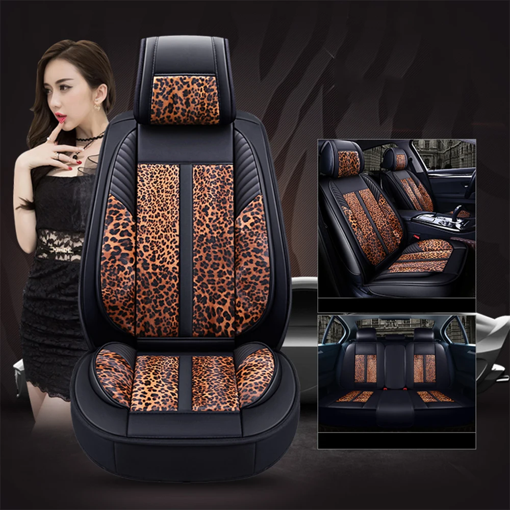 Роскошная кожаная с леопардовым принтом Сиденья Универсальный подходит для 95%