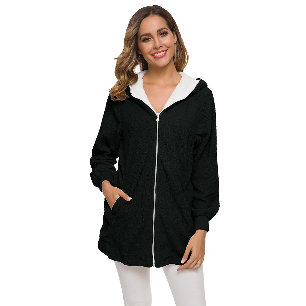 SWIMMART S 5XL зимнее теплое флисовое пальто с мехом Женская куртка длинным рукавом и