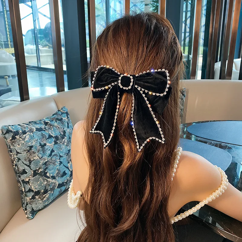 Элегантные Заколки для волос с тканевой лентой и бархатным бантом заколки пряжки