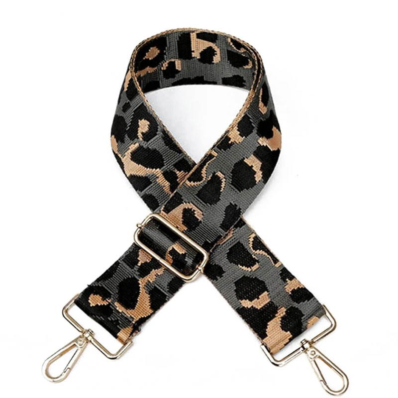 

Leopard Print Adjustable Handbag Shoulder Strap DIY Replacement with Metal Swivel Hooks Lady Bag Accessories