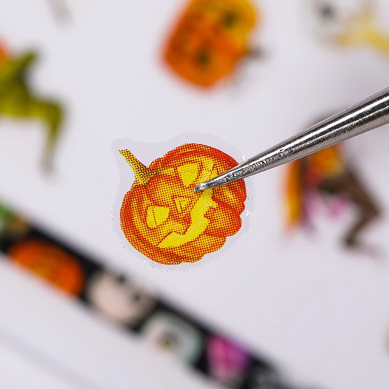 1PC Christmas Halloween 3D Nail Stickers Cartoon Santa Claus Bat Pumpkin Transfer Decals Decoration Manicures Accessories | Красота и