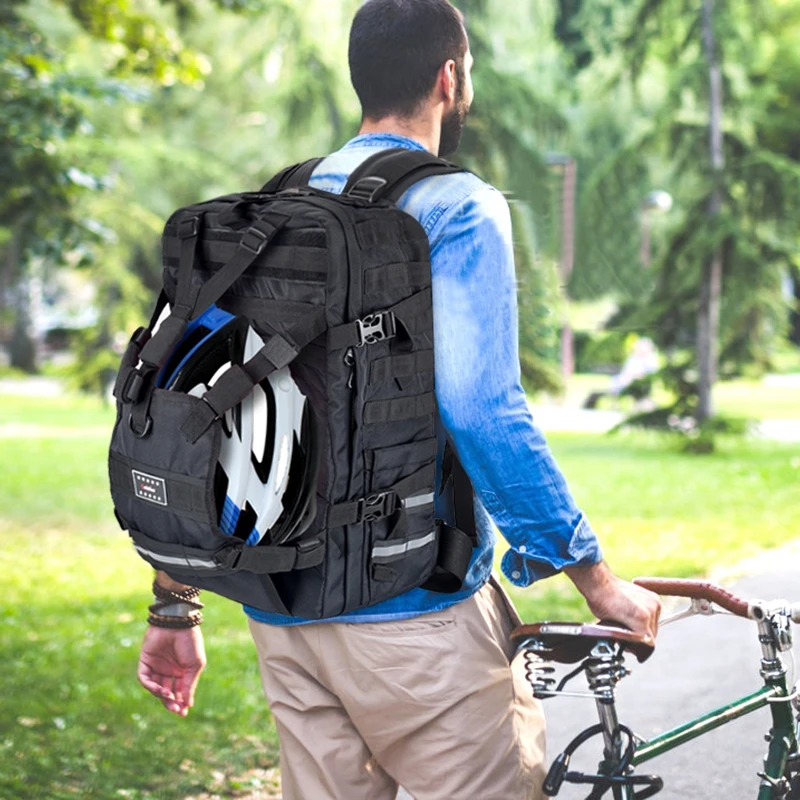 Черный водонепроницаемый рюкзак для мотошлема водителей с военной системой Molle