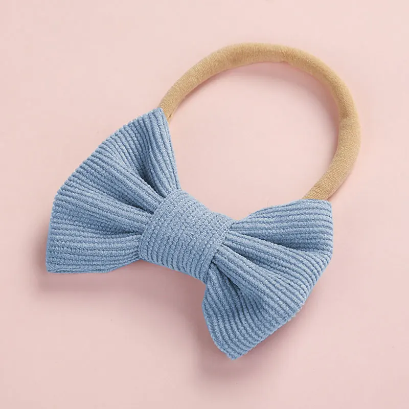 

Baby Bow Nylon Headbands For Girl Corduroy Head Band Thin Nylon Hairband Newborn Kids Toddler Hair Accessories Spring Summer
