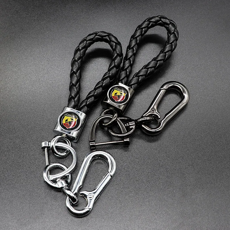 

Braided rope car keychain detachable metal 360 degree rotating horseshoe buckle men's keychain gift suitable for abarth-logo