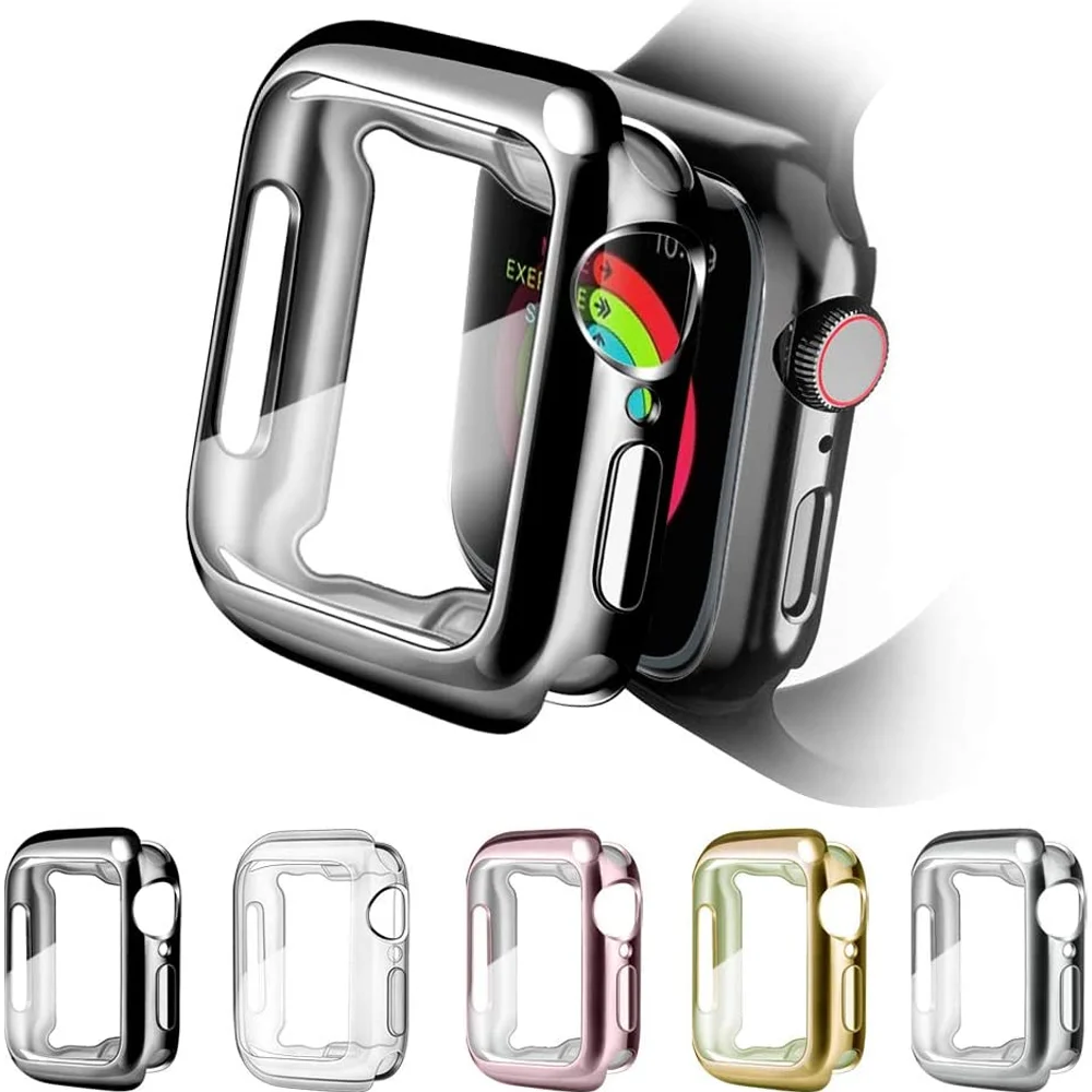 Чехол для защиты экрана Apple Watch чехол 44 мм/40 мм iWatch 42 мм/38 Мягкий бампер из ТПУ