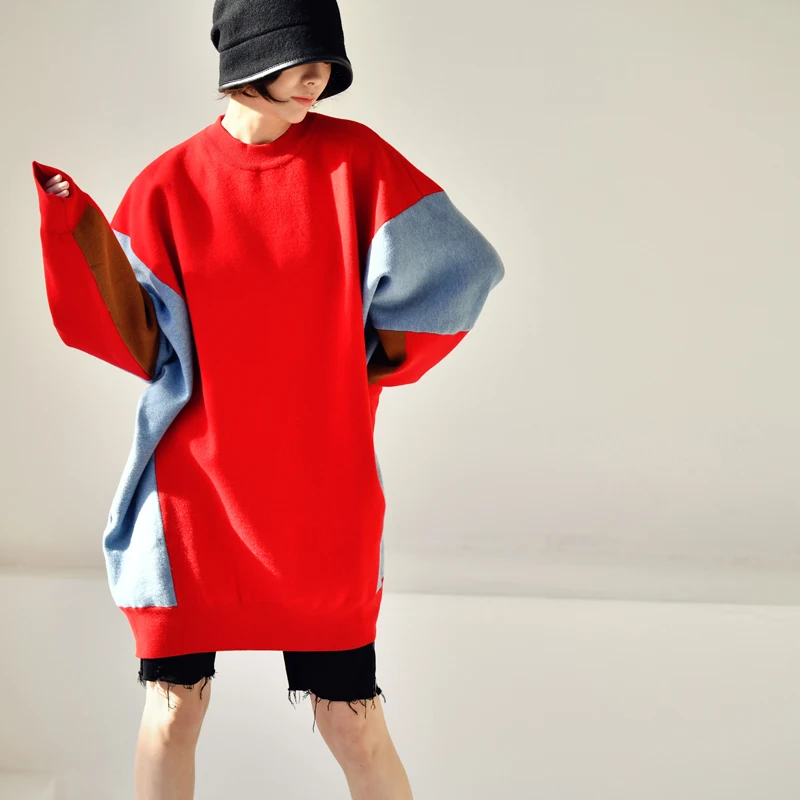 Утепленное шерстяное платье MICOCO M832 большого размера с круглым цветным