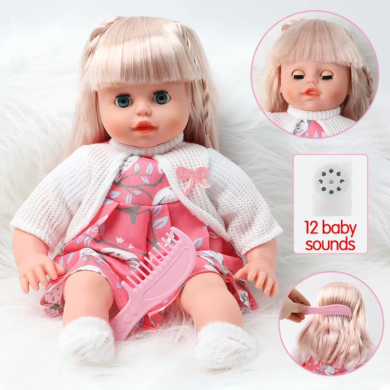 Кукла Bebe reborn 14 дюймов имитация звука 36 см Реалистичная набивка хлопок силикон