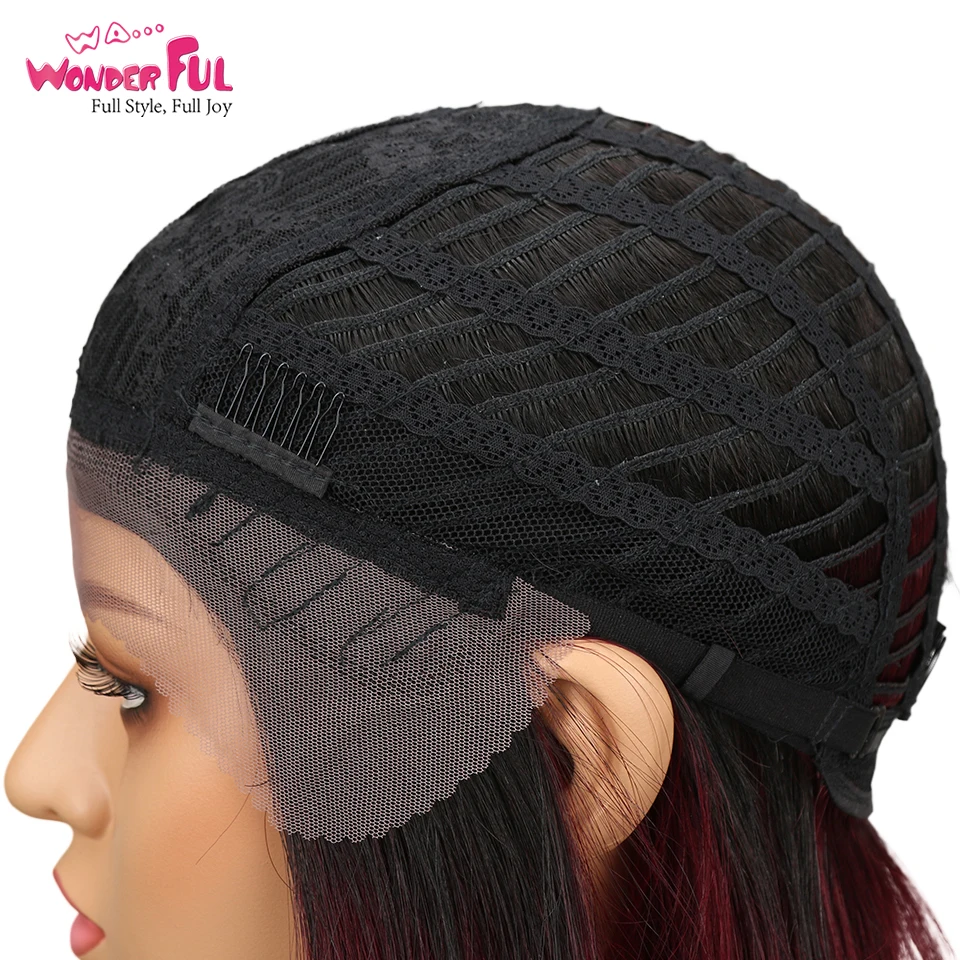Чудесные короткие Боб часть кружево парики для чернокожих Для женщин перуанские