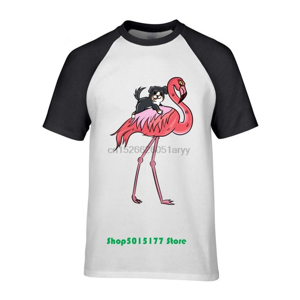 

Funny Bernese Mountain Dog Riding Flamingo Men T Shirts 100% Cotton Short Sleeve Tees Cartoon AnimeT-Shirts