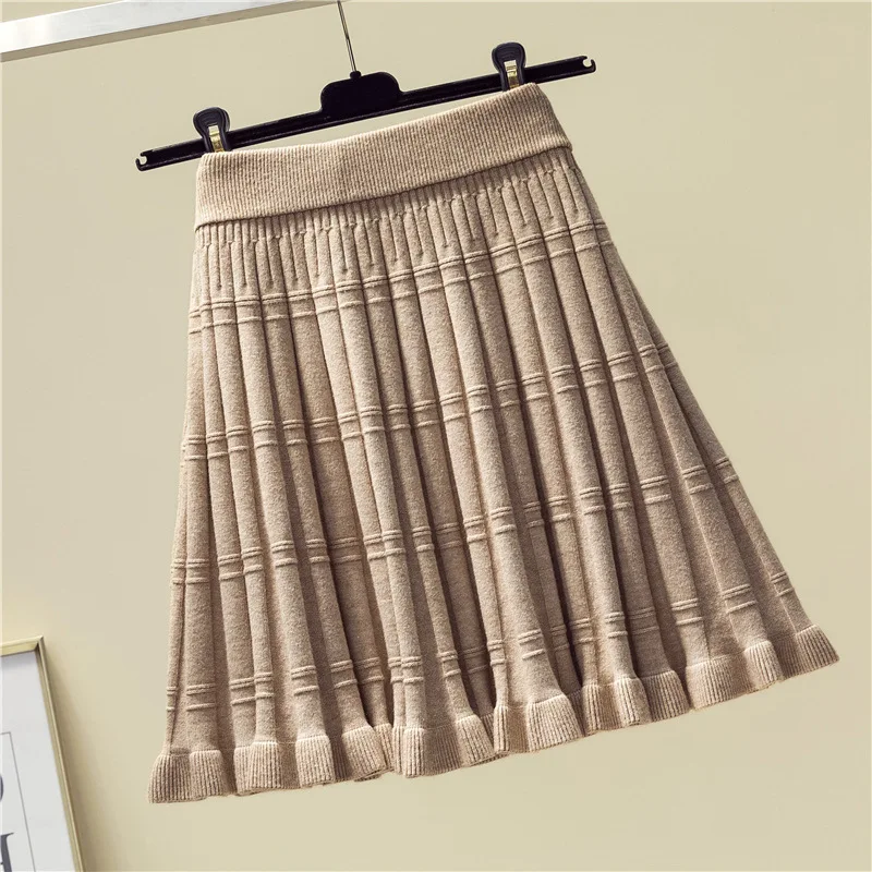 Осенне-зимняя женская трикотажная юбка 2019 Женская Ретро эластичная талия