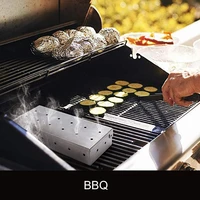 wood chip barbecue smoke box stainless steel suitable for barbecue bbq sawdust gas or charcoal barbecue accessories