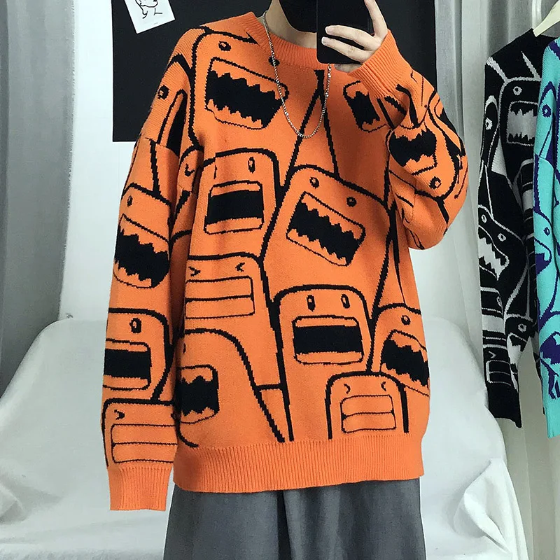 

Mens Knitwear Sweater Cartoon Cut Cat Pullover Japanese Women Jumper Streetwear Hip Hop Casual Oversized Graffiti Soft Sweaters