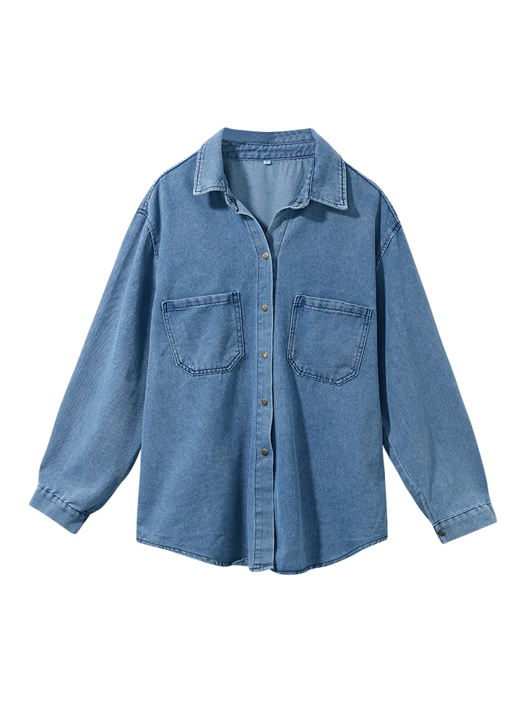 

Denim shirt women's spring and autumn leisure loose fashion lazy denim top