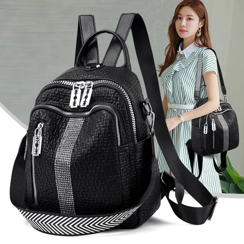 

Summer Ladies Backpack Retro Style School Bag Multifunctional PU Student Backpack Travel Storage Bag Fashion Diamond Striped Bag
