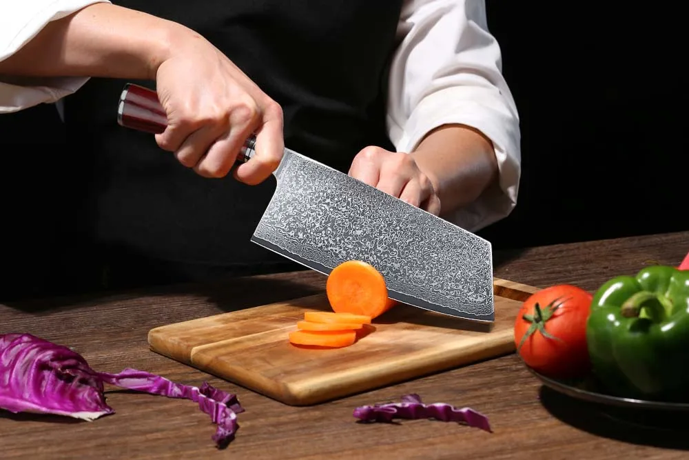 TURWHO7.5 ''нож Кливер 67 слоев дамасской стали кухонные ножи Новое поступление нож для нарезки с хорошим качеством ручки из розового дерева