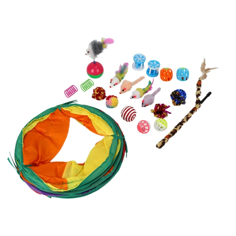 

Игрушки для кошек, игрушки для котят, складной туннель для кошек, Интерактивная игрушка с перьями для кошек, пушистая мышь, гофрированные ша...