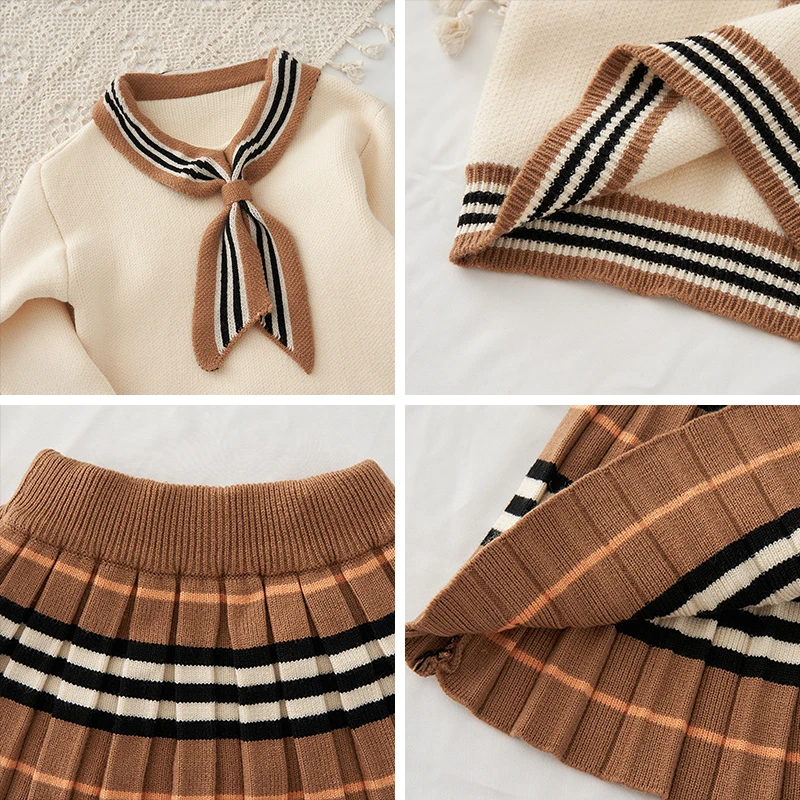 

Girls Sweater Set 2021 New Korean Fashion Style Female Treasure Children's Clothing College Style Princess Autumn Two-piece Suit