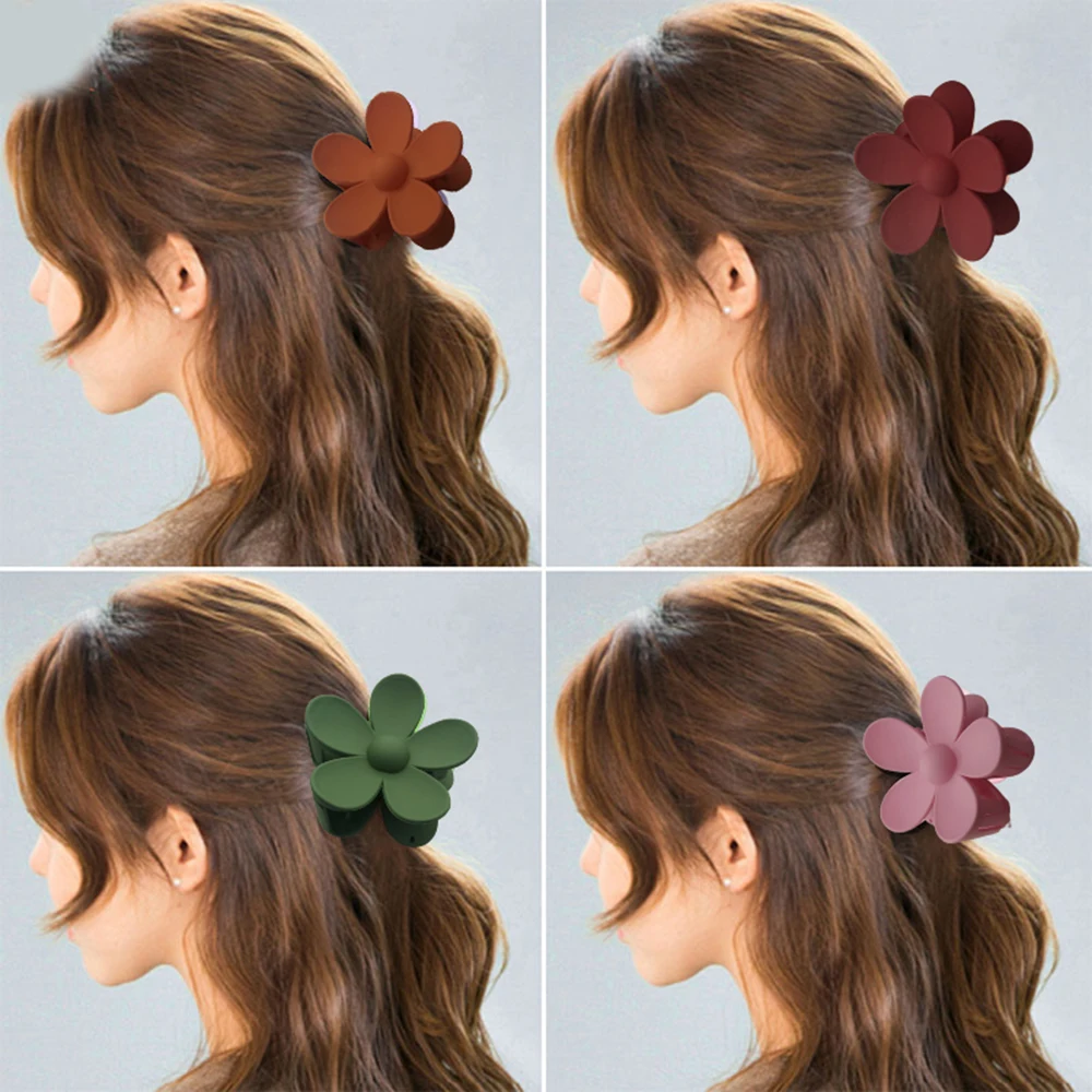

Fashion Korean Hair Claws Women Candy Colors Hair Crab Clamps Hairdress Solid Hairpins Flower Shaped Hair Accessories Headwear